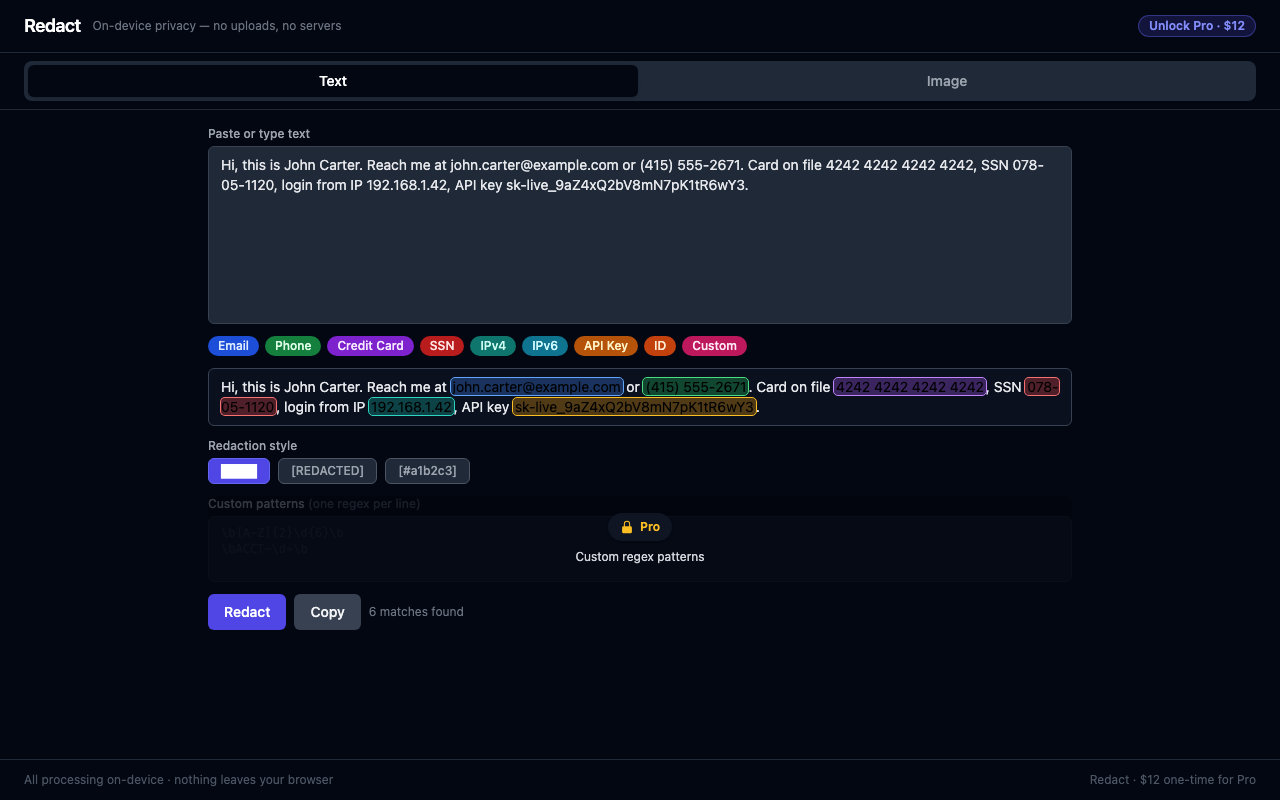 Redact screenshot