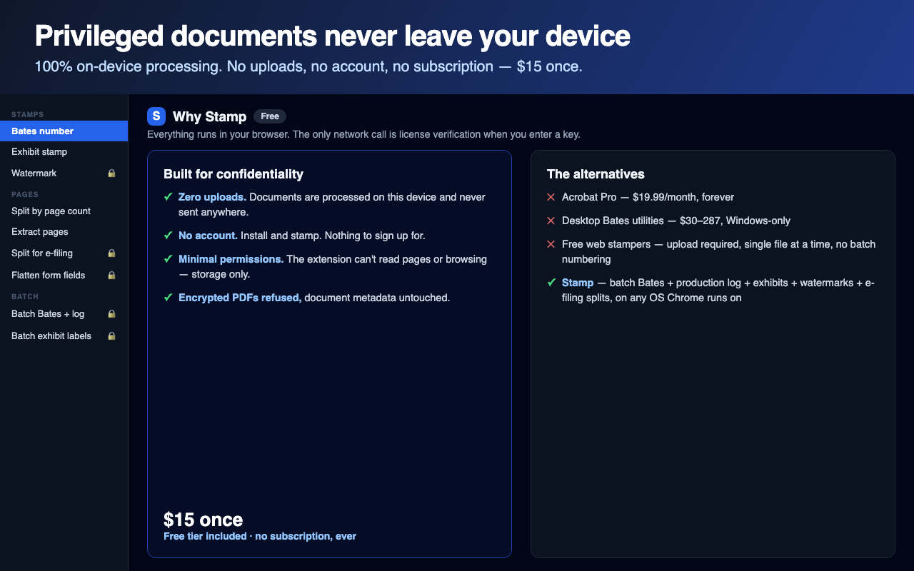 Privileged documents never leave your device